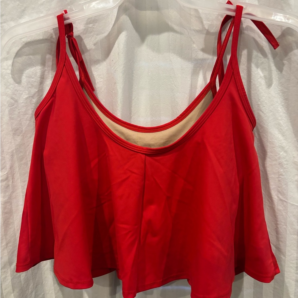 Kortni Jeane Red Flowy Bikini Tankini Top - Picture 3 of 7